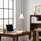Vintage Brass Flower-Shaped Glass Pendant Light