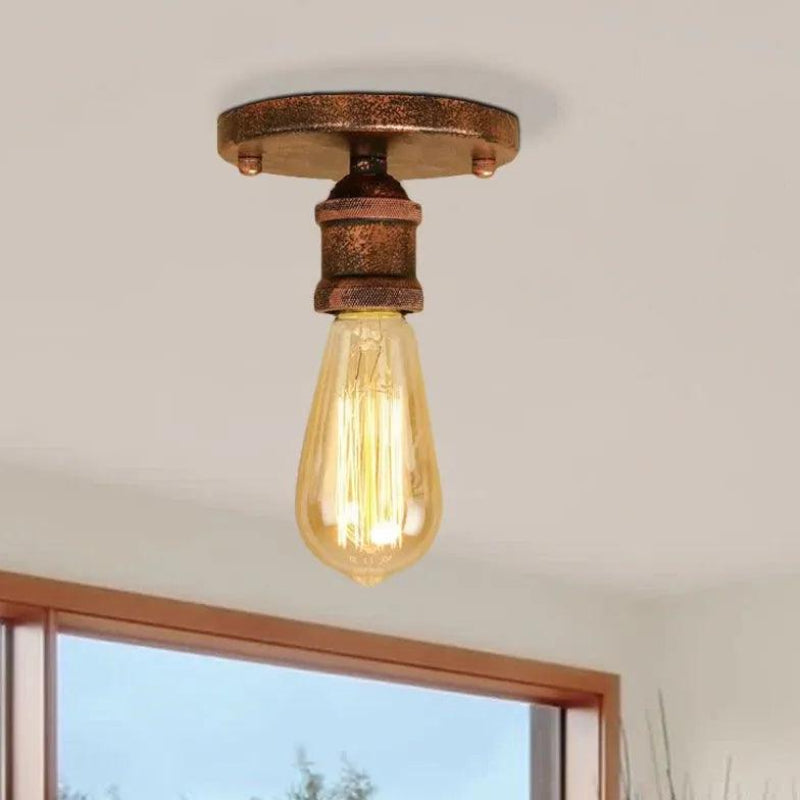 Flush Mount Ceiling Light Vintage Style E27 Hardwired Indoor Lighting