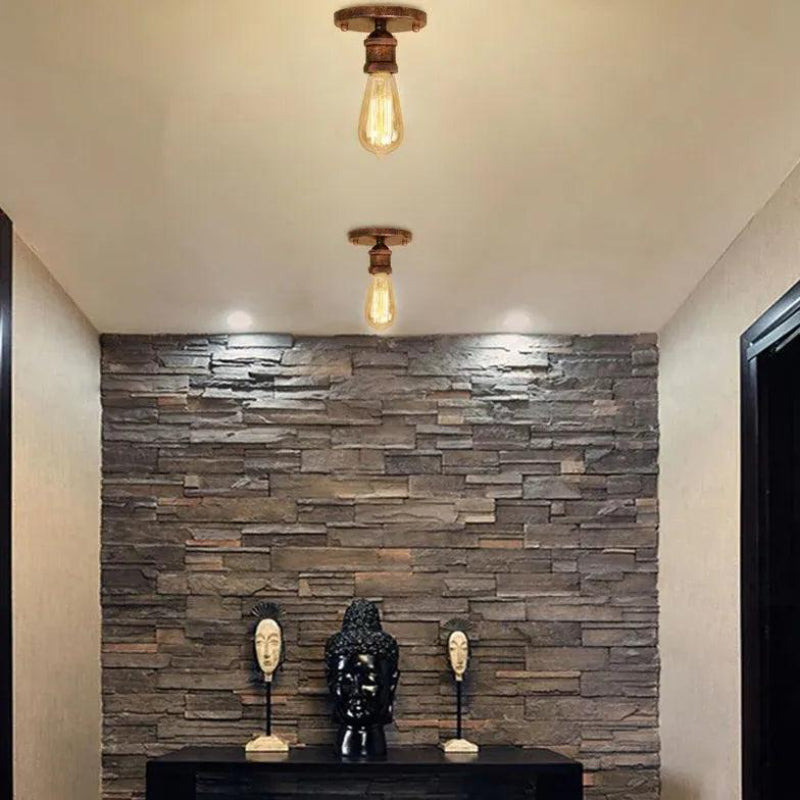 Flush Mount Ceiling Light Vintage Style E27 Hardwired Indoor Lighting