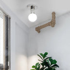 Flush Mount Ceiling Light, Metal, 220V, Exposed Bulb