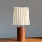 LED Table Lamp Vintage Style Pleated Shade Warm Light