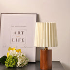 LED Table Lamp Vintage Style Pleated Shade Warm Light