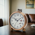 Retro Alarm Clock Galvanized Metal Analog Display Decorative Table Clock