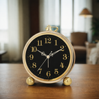 Retro Alarm Clock Galvanized Metal Analog Display Decorative Table Clock