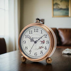 Retro Alarm Clock Galvanized Metal Analog Display Decorative Table Clock