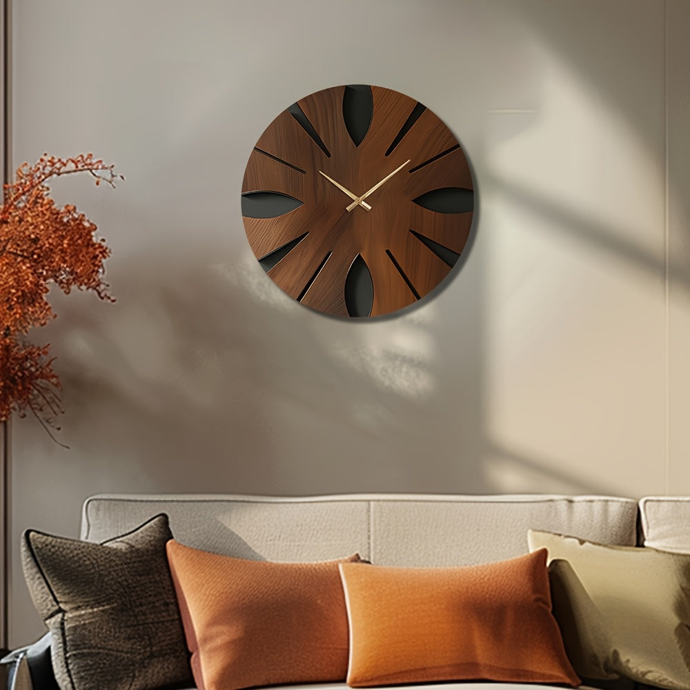 Vintage Wall Clock, Silent Quartz Movement, MDF Construction, Battery Operated