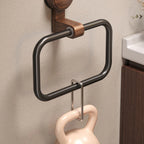 Hand Towel Holder, Wood Aluminum Construction, Suction Mount, Wall Mounted