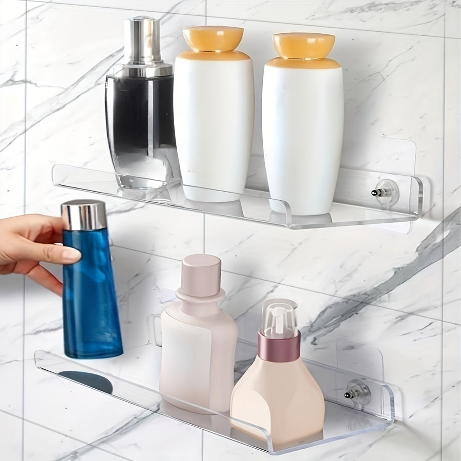 VinylEcke: Wall Shelf Bathroom – robust, transparent vinyl shelf, multifunctional & freestanding without drilling for personal care products