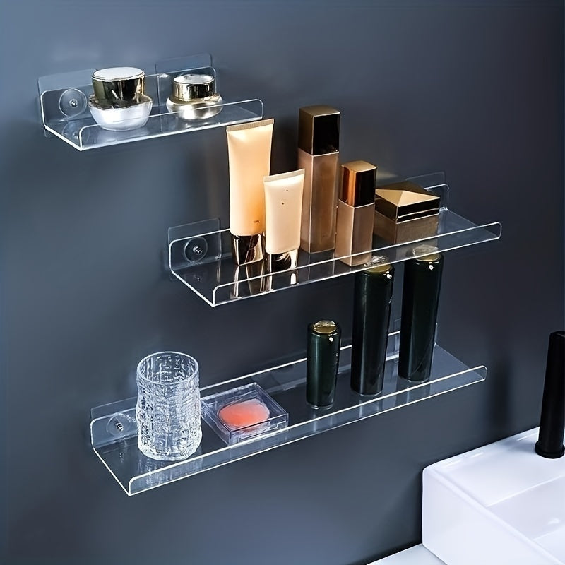 VinylEcke: Wall Shelf Bathroom – robust, transparent vinyl shelf, multifunctional & freestanding without drilling for personal care products