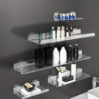 VinylEcke: Wall Shelf Bathroom – robust, transparent vinyl shelf, multifunctional & freestanding without drilling for personal care products