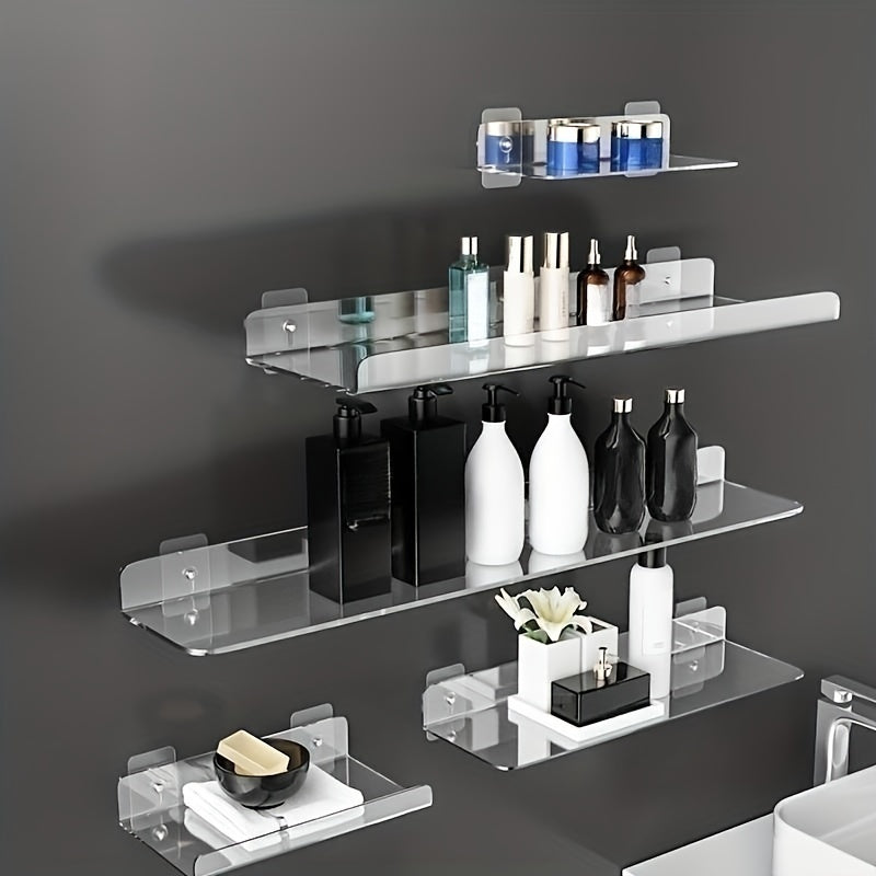 VinylEcke: Wall Shelf Bathroom – robust, transparent vinyl shelf, multifunctional & freestanding without drilling for personal care products