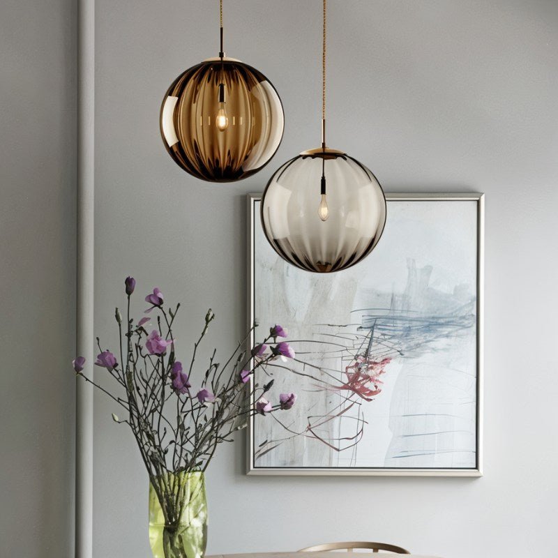 VitraCarissa: Design Pendant Light Glass Sphere LED Dimmable – for Dining Room & Hallway