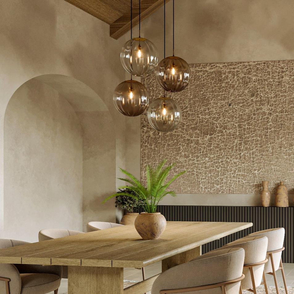 VitraCarissa: Design Pendant Light Glass Sphere LED Dimmable – for Dining Room & Hallway