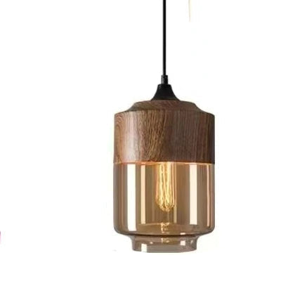 VitraGlow: Glass & Wood Pendant Light – Elegant Design Light for Living Room & Dining Room