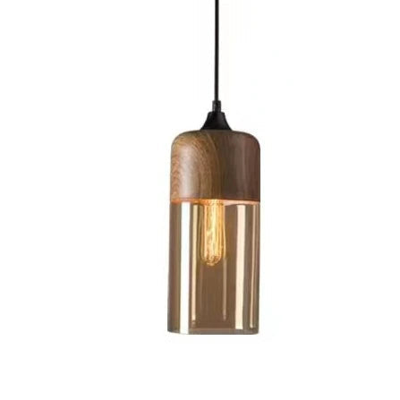 VitraGlow: Glass & Wood Pendant Light – Elegant Design Light for Living Room & Dining Room