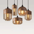 VitraGlow: Glass & Wood Pendant Light – Elegant Design Light for Living Room & Dining Room