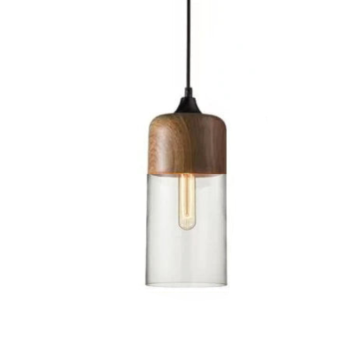 VitraGlow: Glass & Wood Pendant Light – Elegant Design Light for Living Room & Dining Room