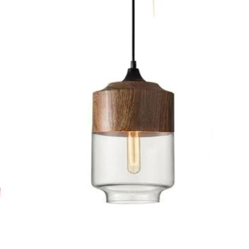 VitraGlow: Glass & Wood Pendant Light – Elegant Design Light for Living Room & Dining Room