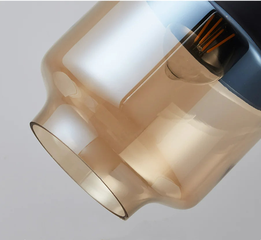 VitraGlow: Glass & Wood Pendant Light – Elegant Design Light for Living Room & Dining Room
