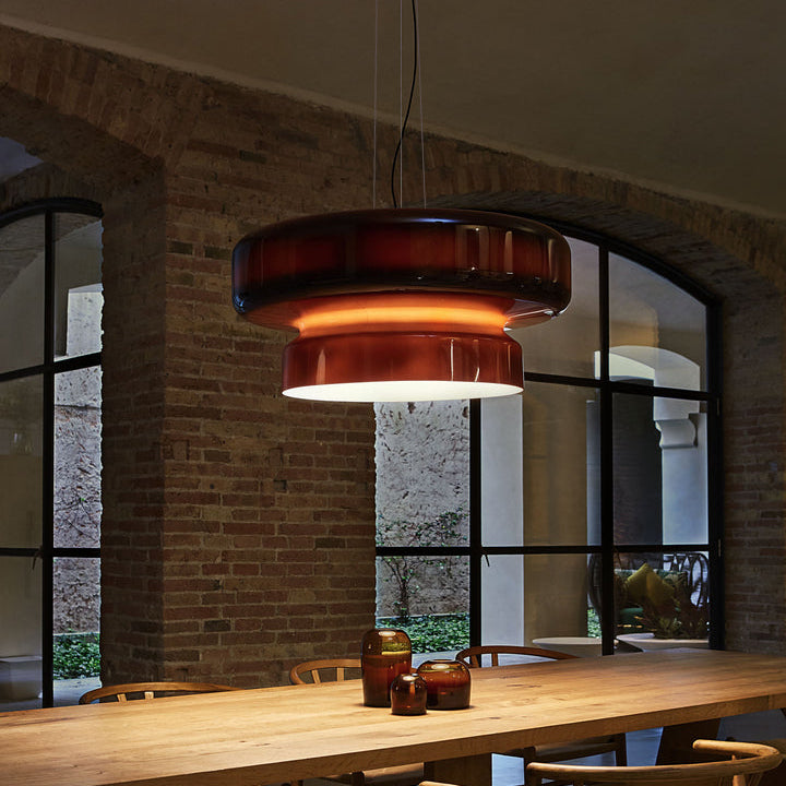 VitraGlow: Glass Pendant Light in Modern Design – Two-Tier Hanging Lamp for Living Room & Dining Room