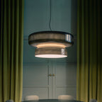 VitraGlow: Glass Pendant Light in Modern Design – Two-Tier Hanging Lamp for Living Room & Dining Room