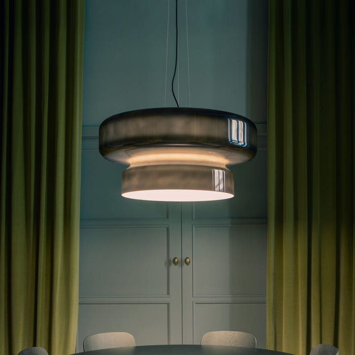 VitraGlow: Glass Pendant Light in Modern Design – Two-Tier Hanging Lamp for Living Room & Dining Room