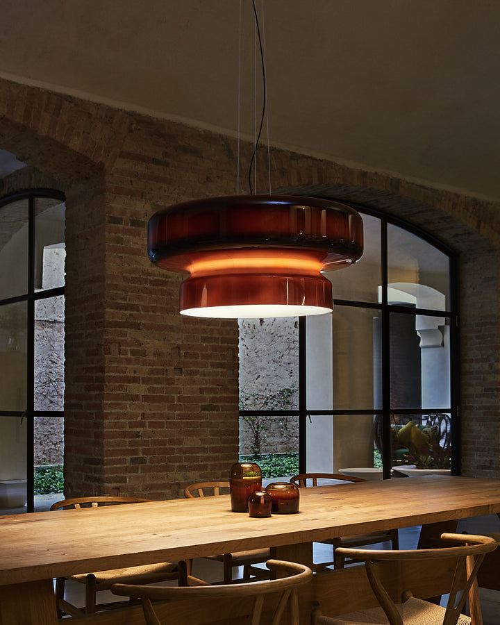 VitraGlow: Glass Pendant Light in Modern Design – Two-Tier Hanging Lamp for Living Room & Dining Room