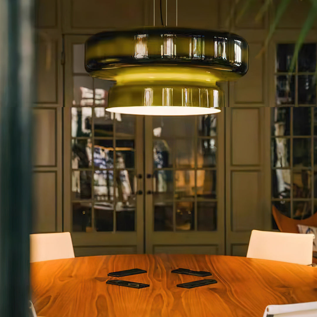 VitraGlow: Glass Pendant Light in Modern Design – Two-Tier Hanging Lamp for Living Room & Dining Room