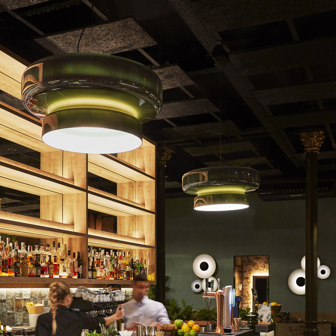 VitraGlow: Glass Pendant Light in Modern Design – Two-Tier Hanging Lamp for Living Room & Dining Room