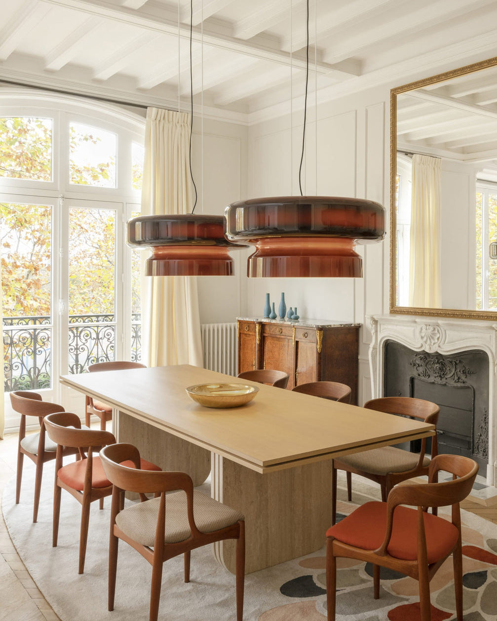 VitraGlow: Glass Pendant Light in Modern Design – Two-Tier Hanging Lamp for Living Room & Dining Room