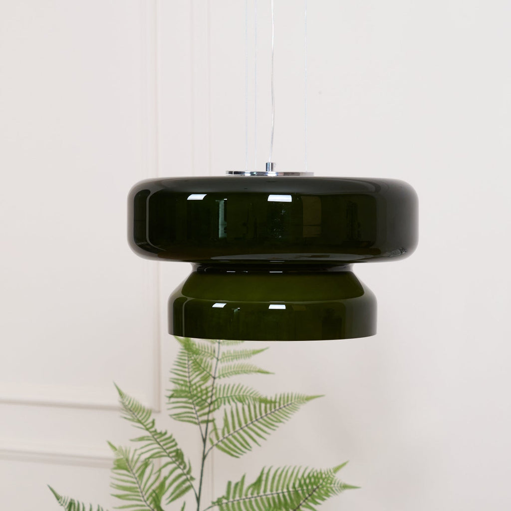 VitraGlow: Glass Pendant Light in Modern Design – Two-Tier Hanging Lamp for Living Room & Dining Room