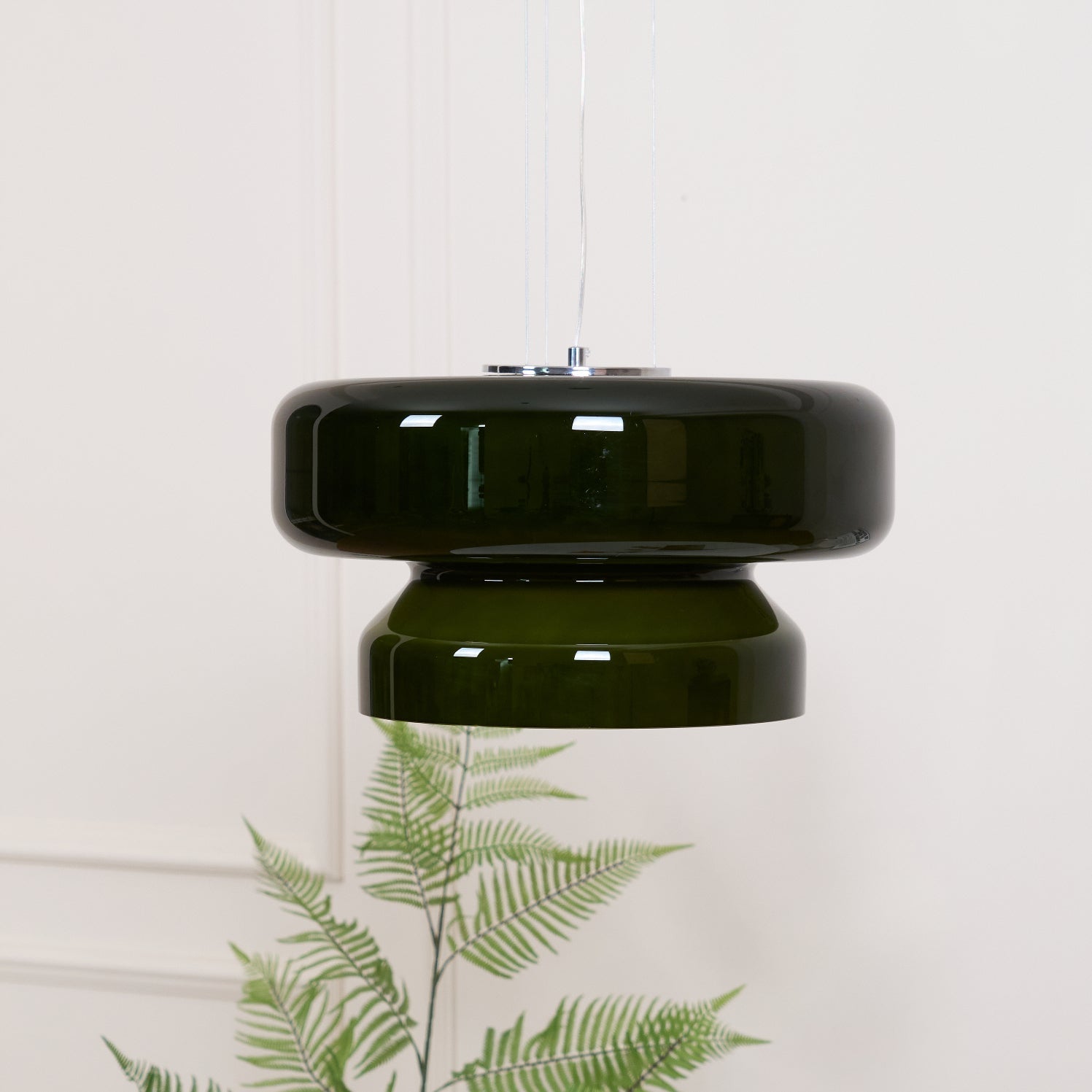 VitraGlow: Glass Pendant Light in Modern Design – Two-Tier Hanging Lamp for Living Room & Dining Room