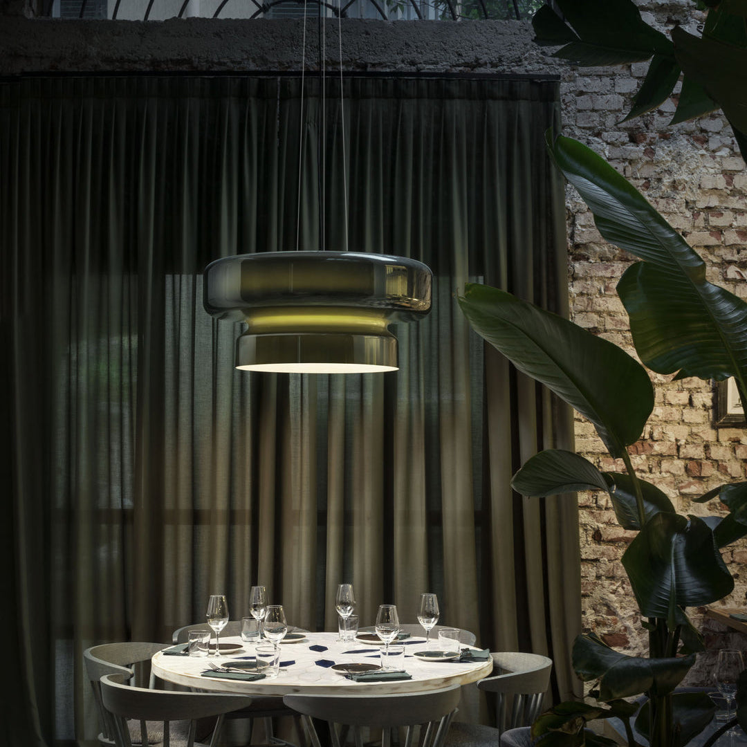 VitraGlow: Glass Pendant Light in Modern Design – Two-Tier Hanging Lamp for Living Room & Dining Room