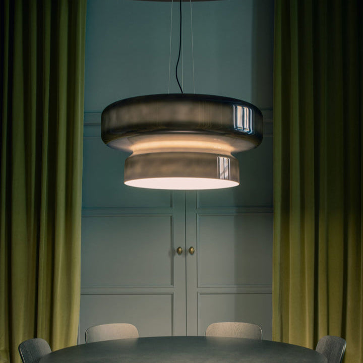 VitraGlow: Glass Pendant Light in Modern Design – Two-Tier Hanging Lamp for Living Room & Dining Room