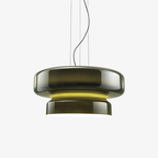 VitraGlow: Glass Pendant Light in Modern Design – Two-Tier Hanging Lamp for Living Room & Dining Room