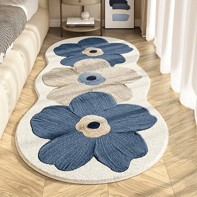 VitraNiva: Soft Non-Slip Rug with Floral Pattern – Decorative for Bedrooms, Hallways & Small Spaces