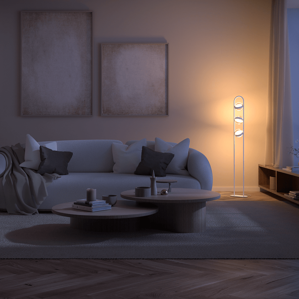 Viro LED Floor Lamp | Floating Glass Spheres, Dimming Function