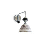 Ceramic Scalloped Shade Wall Sconce, Chrome & Oak