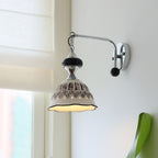 Ceramic Scalloped Shade Wall Sconce, Chrome & Oak
