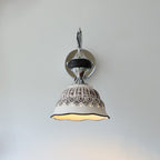 Ceramic Scalloped Shade Wall Sconce, Chrome & Oak
