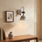Ceramic Scalloped Shade Wall Sconce, Chrome & Oak