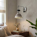 Ceramic Scalloped Shade Wall Sconce, Chrome & Oak
