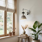 Ceramic Scalloped Shade Wall Sconce, Chrome & Oak