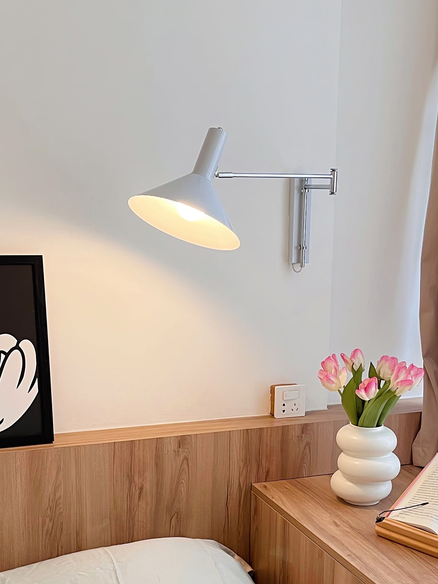 Adjustable Articulated Metal Wall Light, Plug-In
