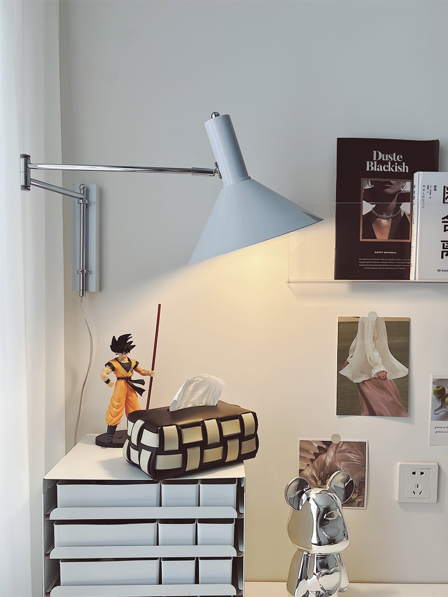 Adjustable Articulated Metal Wall Light, Plug-In
