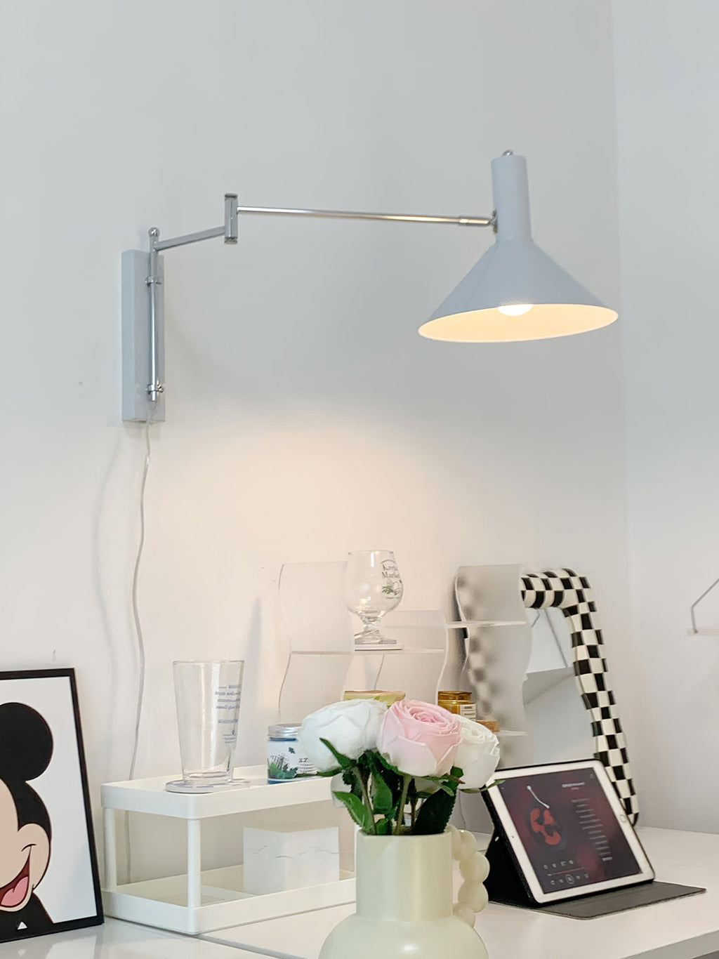 Adjustable Articulated Metal Wall Light, Plug-In