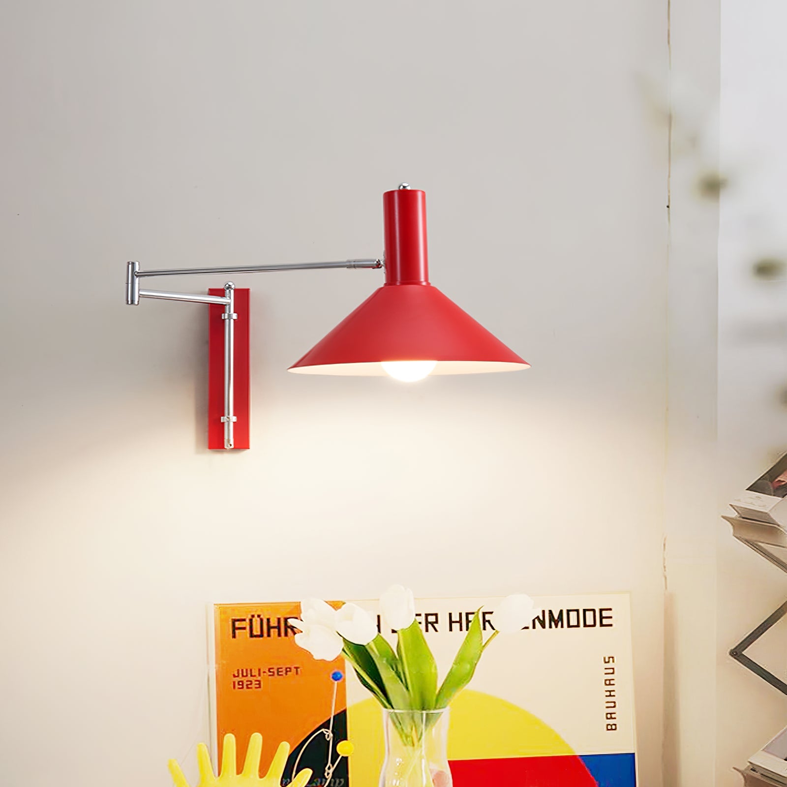 Adjustable Articulated Metal Wall Light, Plug-In
