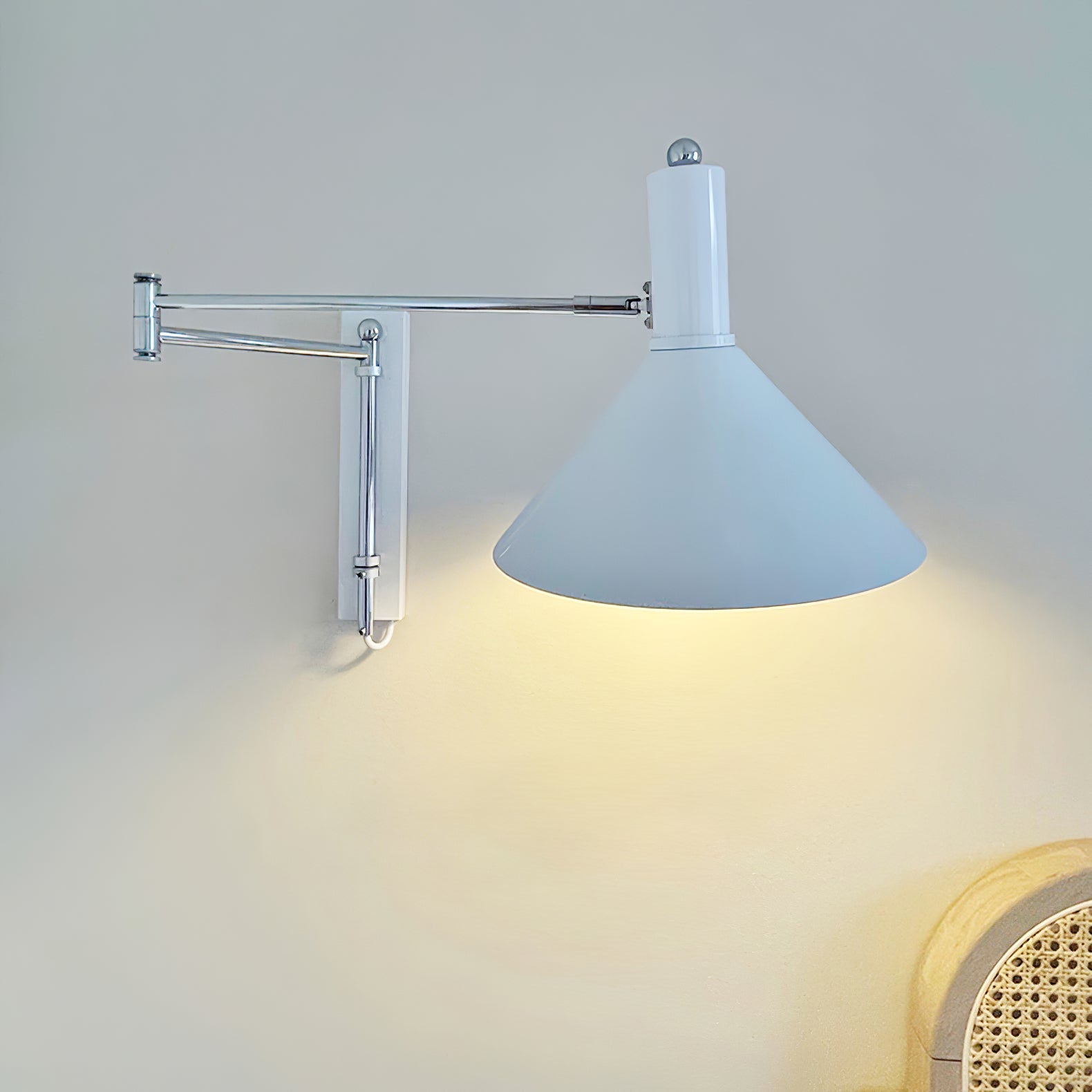 Adjustable Articulated Metal Wall Light, Plug-In
