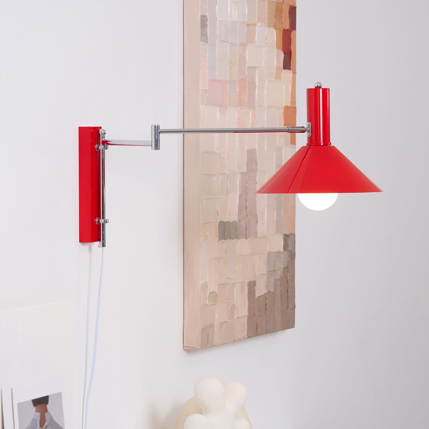Adjustable Articulated Metal Wall Light, Plug-In