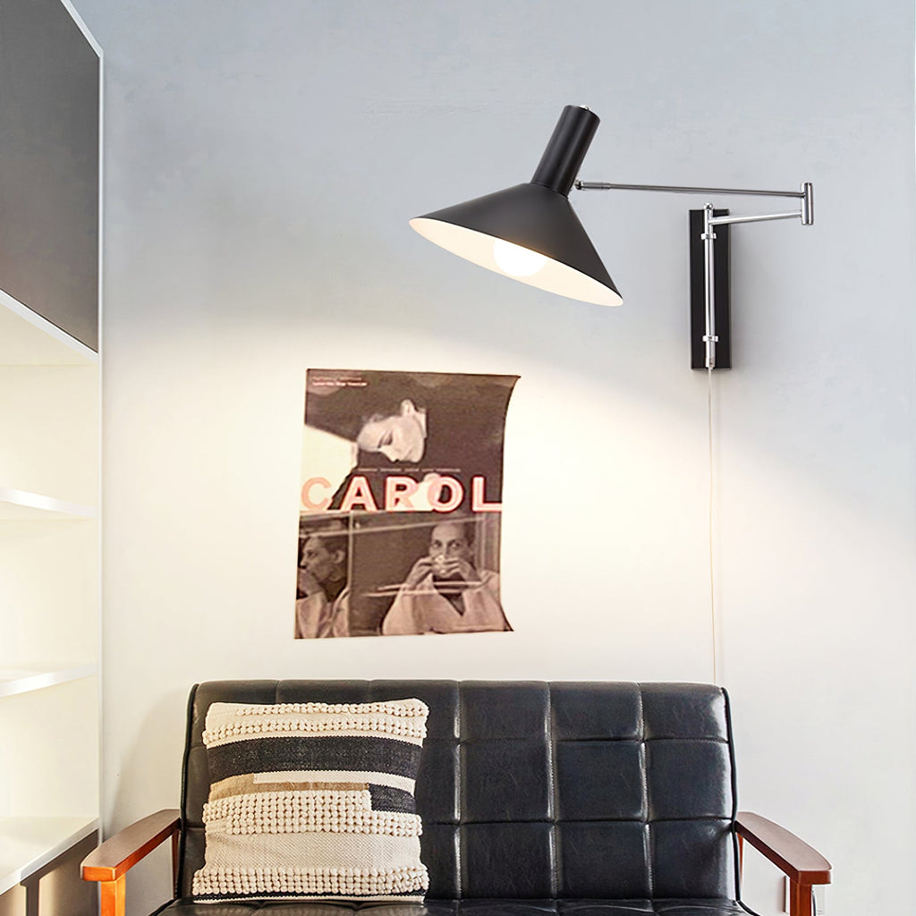 Adjustable Articulated Metal Wall Light, Plug-In